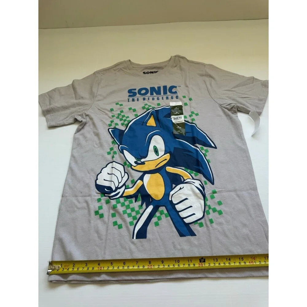 Sonic The Hedgehog Kids XL 14-16 Gray Graphic T Shirt Short Sleeve NWT